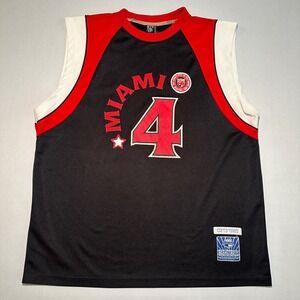 Vintage Delf Basketball Jersey XXL Miami Number 4‎ Black Red Sleeveless 80's
